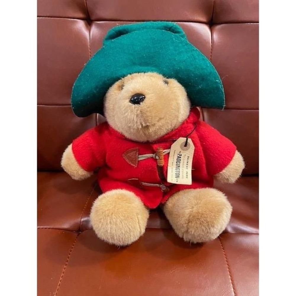 Paddington Bear Plush Red Coat Green Hat Tag Collectible 15" Vintage Eden Toys